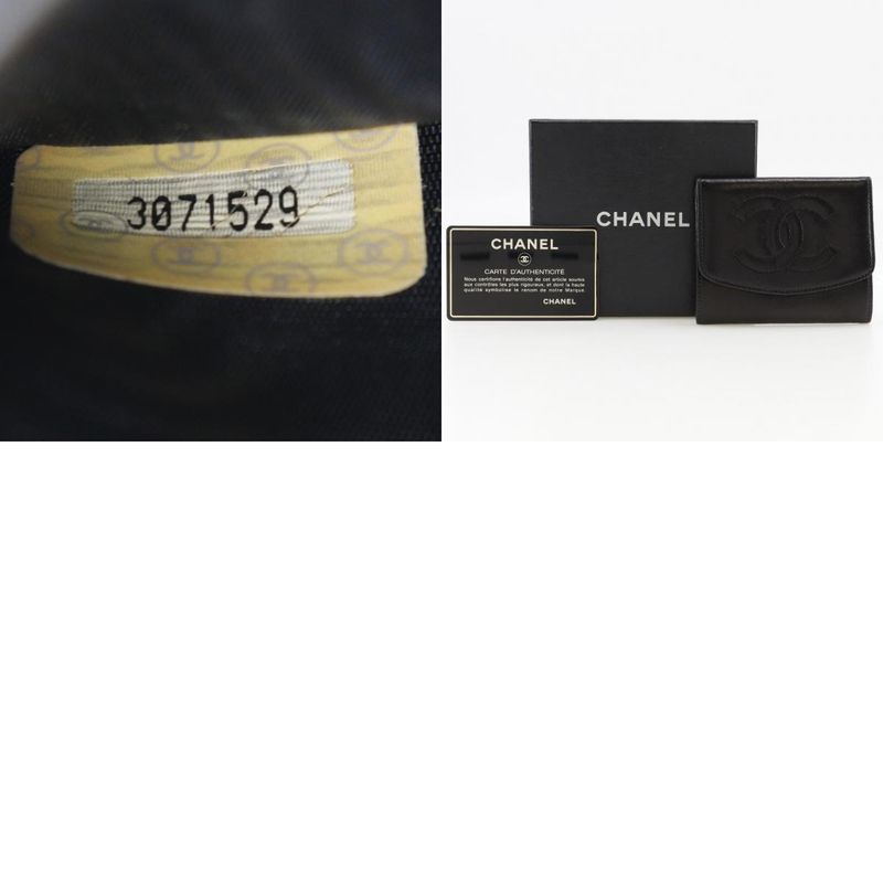 Chanel Coco Mark Vintage Lambskin Black Ladies Coin Case