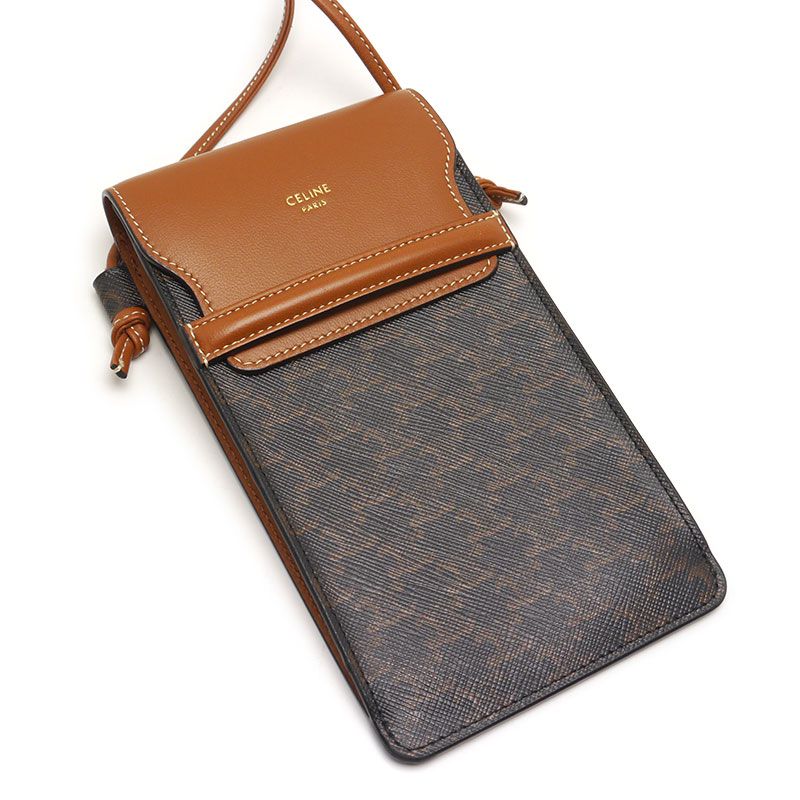 Celine Mobile Pouch With Flap Triomphe Canvas Lambskin
