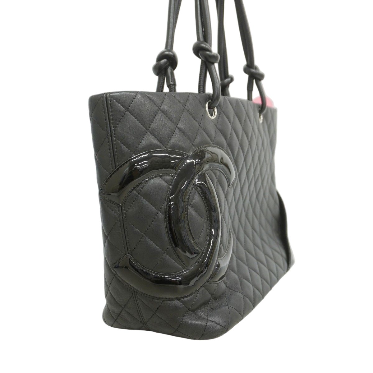 Chanel Tote Cambon Lambskin Patent Black Silver — view 2