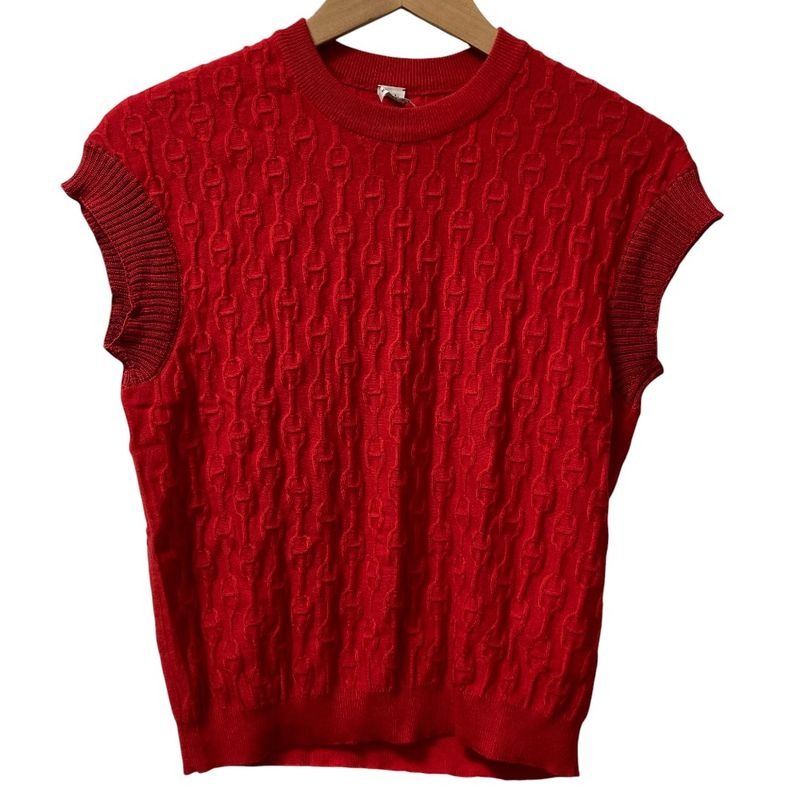 Hermes Chaine D'ancre Jacquard Cashmere Sleeveless Knit Sweater Vest Size 38
