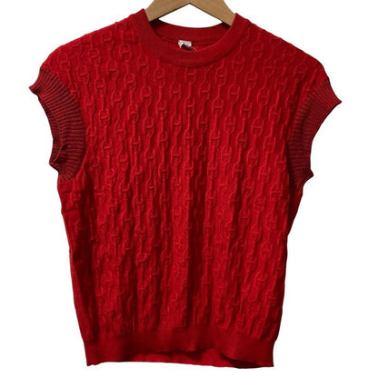 Hermes Chaine D'ancre Jacquard Cashmere Sleeveless Knit Sweater Vest Size 38