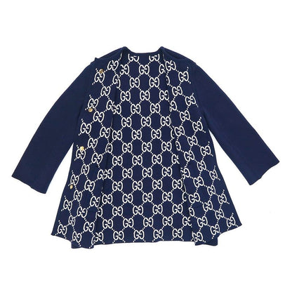 Gucci GG Jacquard Reversible Casual Digan S Navy- 773902 Gold Button