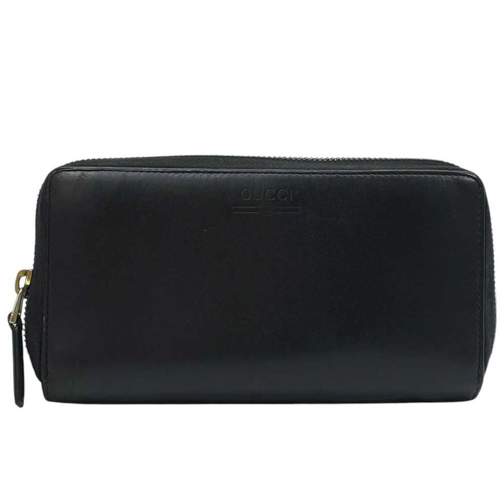 Gucci Wallet Zip Around Logo Leather Black Classic Luxury Sophisticated