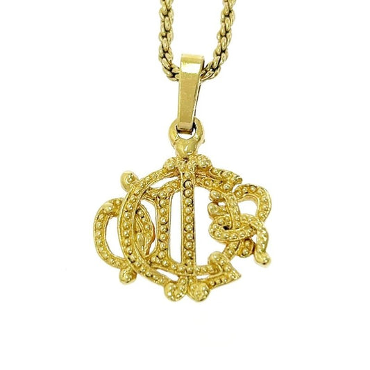 Christian Dior GP Emblem Logo Necklace Gold