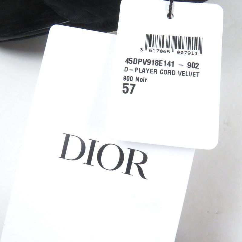 Christian DIOR 45dpv918e141 D-player Corduroy Baseball Cap Hat Black 57 Made
