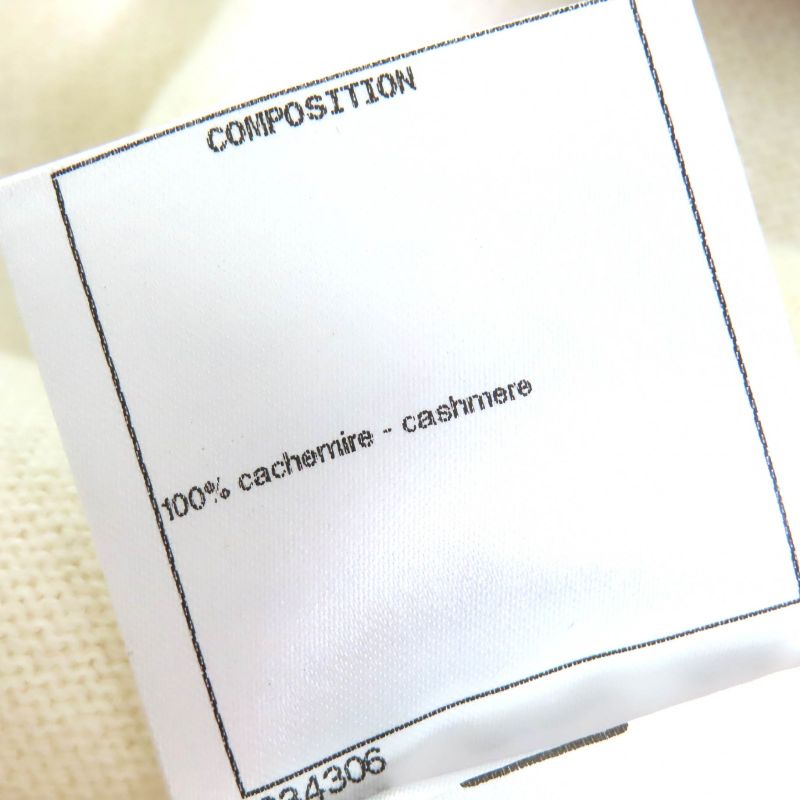 CHANEL P60520 100% Cashmere LA Pausa Coco Logo Short Sleeves Knit Ivory Blue