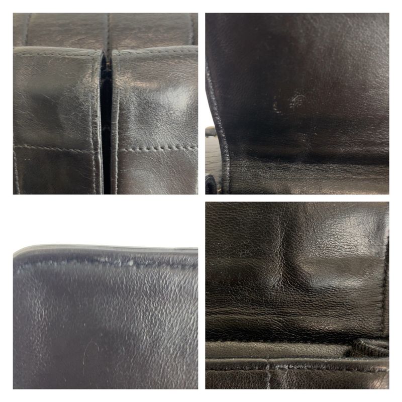 Chanel Vintage Chocobar Black Silver Hardware Lambskin 6135*** Chain Shoulder