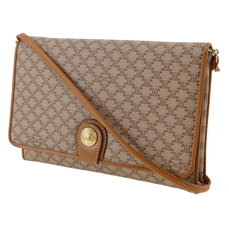 Celine Old Celine Macadam 2WAY Clutch PVC X Leather Beige Ladies Shoulder Bag