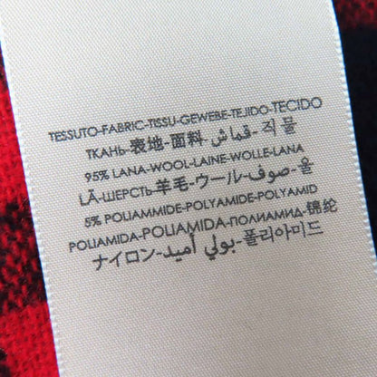 Gucci 644365 Wool Jumbo GG Checked Jacquard Scarf With Fringe Red Black 240 X