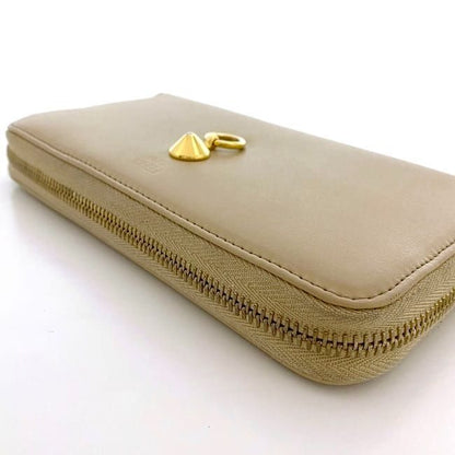 Fendi Round Zipper Long Wallet Beige By The Way 8m0299