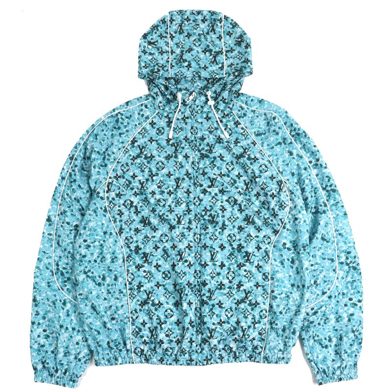 Louis Vuitton 23AW Monogram Printed Windbreaker Zip-up Nylon Jacket Light Blue
