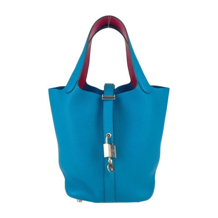 Hermes Handbag Picotin Lock PM Eclat Blue Frida Rose Mexico Silver Hardware
