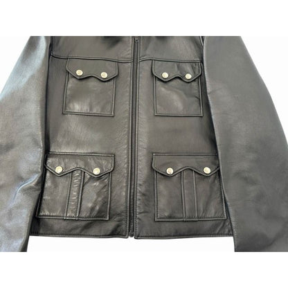 Celine Soft Lambskin Straight Leather Jacket 54 Black — view 6