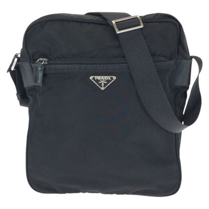 Prada Tessuto Black Silver Nylon Shoulder Bag