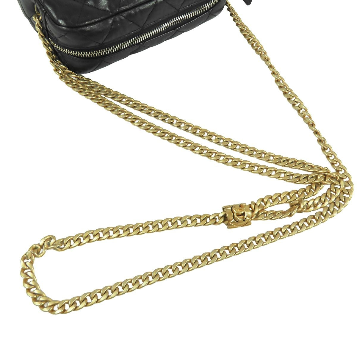 Chanel Chain Shoulder Bag Black Gold Lambskin Quilted — view 5