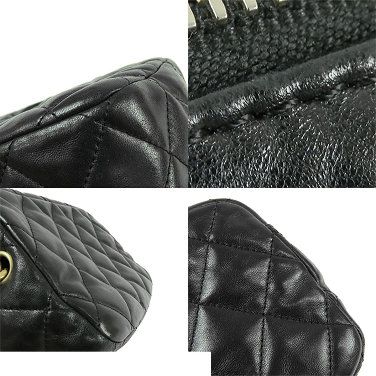 Chanel Chain Shoulder Bag Black Gold Lambskin Quilted — view 7