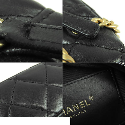 Chanel Chain Shoulder Bag Black Gold Lambskin Quilted — view 8