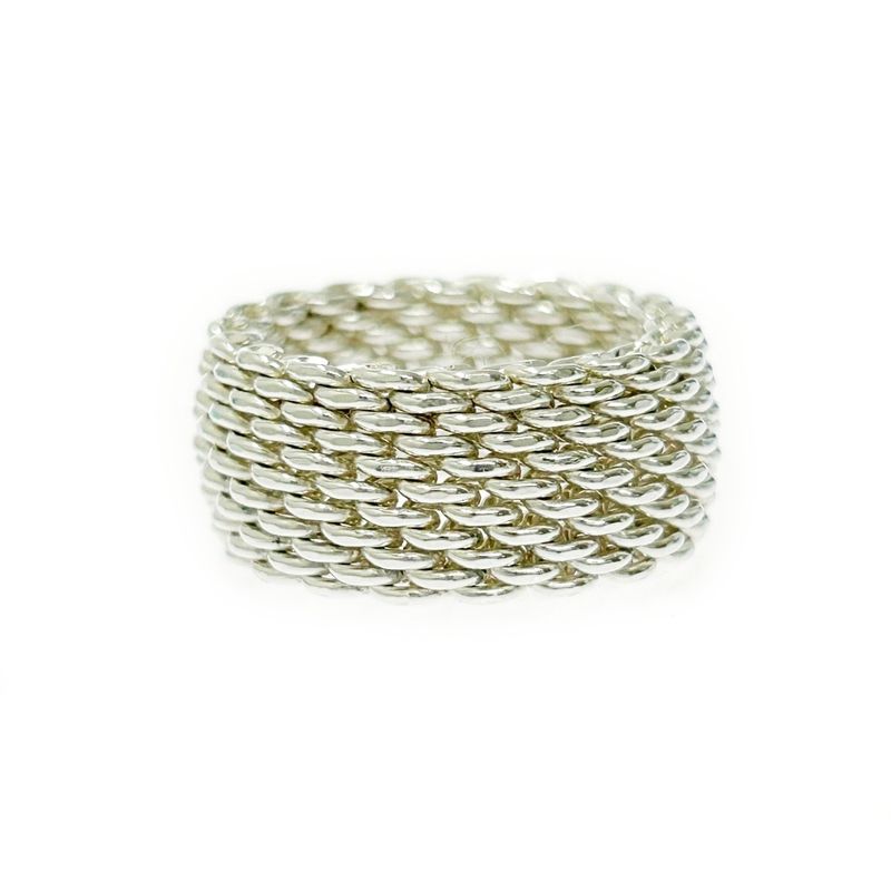 Tiffany & Co Silver Somerset Mesh Ring 8.6g 925 Engraved 412133 Ring