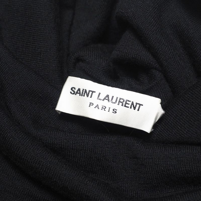 2023Saint Laurent Paris Dress Size S (160 84Y) Knit Dress Draped Wool Black