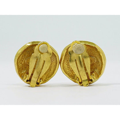 Chanel Logo Lion Motif Earrings Gold Plated — view 2