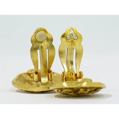 Chanel Logo Lion Motif Earrings Gold Plated — view 3