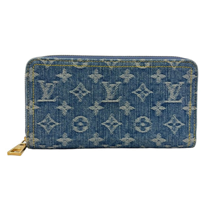 Louis Vuitton Monogram Denim Zippy Wallet Blue Gold