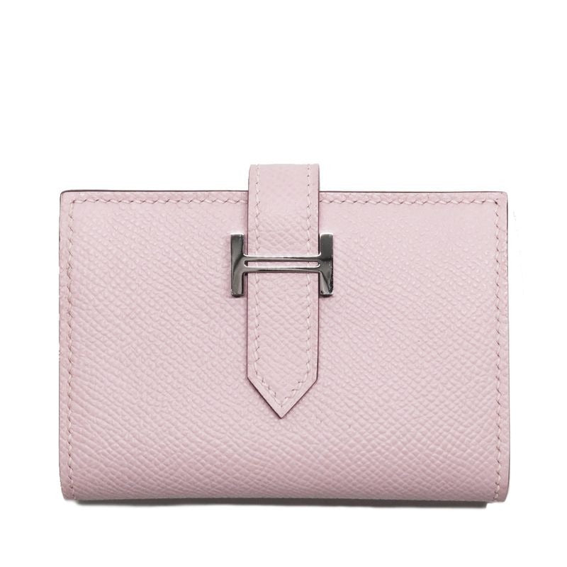 Hermes Bearn Card Case V-epson Mauvepere Silver Hardware Leather