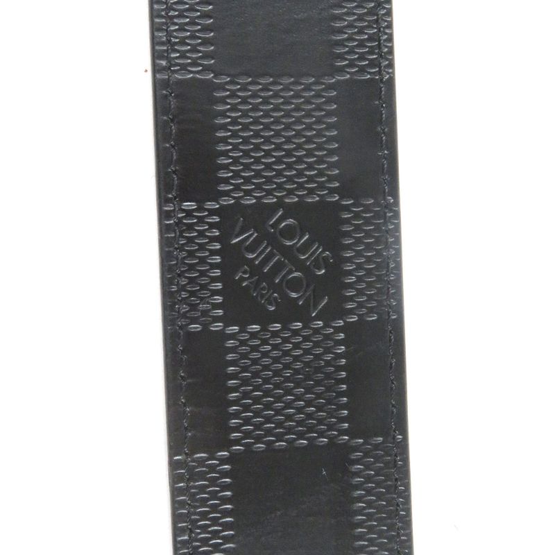 Louis Vuitton M0029 Santure Damier Infini LV Logo Silver Buckle Leather Belt
