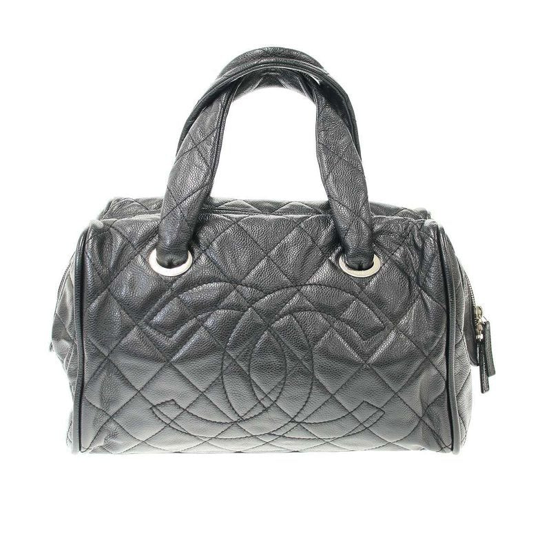 Chanel Quilted Caviar Leather Mini Boston Bag Black