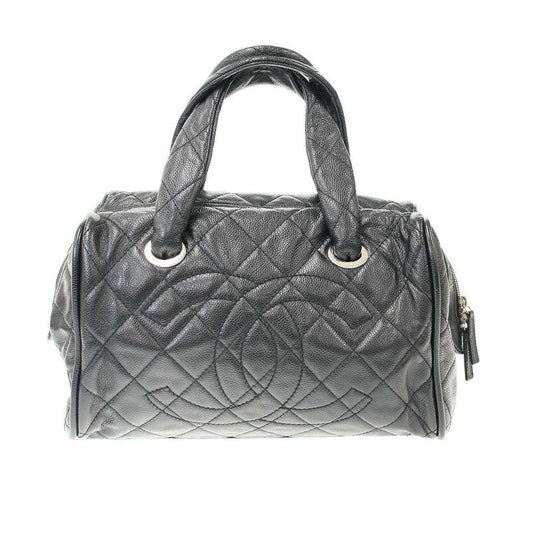 Chanel Quilted Caviar Leather Mini Boston Bag Black