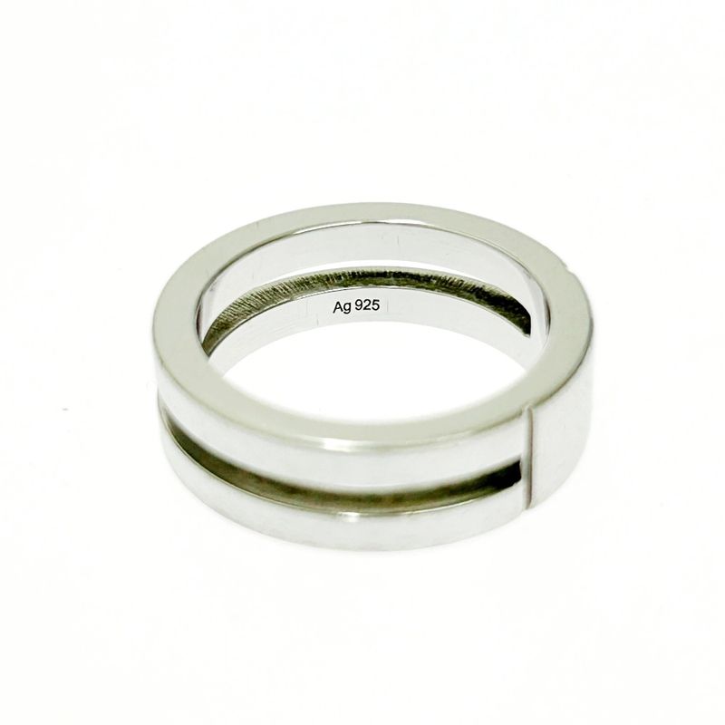 Gucci Silver Logo Double Line Ring 5.6g 925 Engraved 415164 Ring