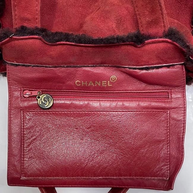 Chanel Mouton Bag Handbag Ec22957 Red Excellent Condition
