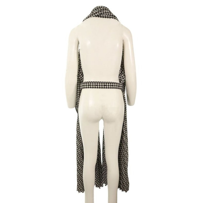 Balenciaga Pleated Dress Stola Hounds Tooth Belted Shawl — view 2