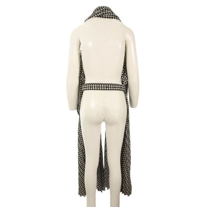 Balenciaga Pleated Dress Stola Hounds Tooth Belted Shawl — view 2