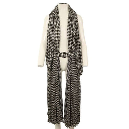 Balenciaga Pleated Dress Stola Hounds Tooth Belted Shawl