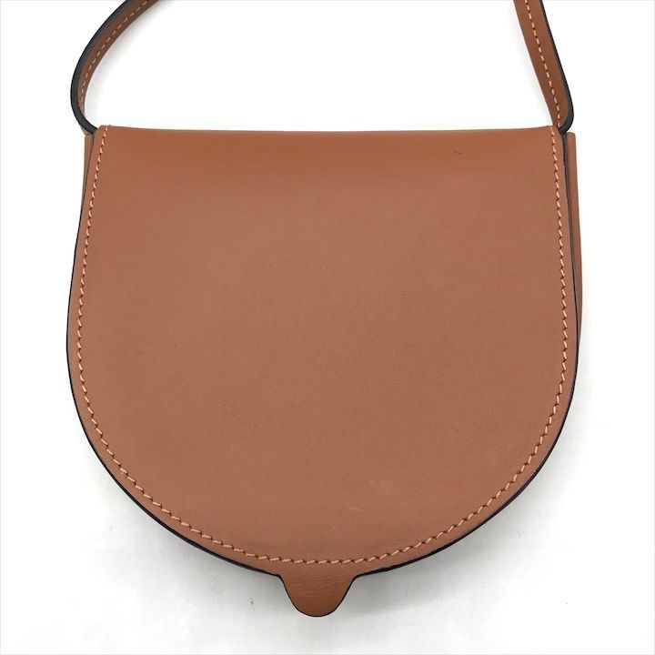 Loewe Heel Pouch Small Soft Calf Coin Card Case Shoulder Bag Crossbody Brown