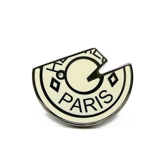 Hermes Badge Cal Zel Brooch Metal White Silver Horse Crew Dosel
