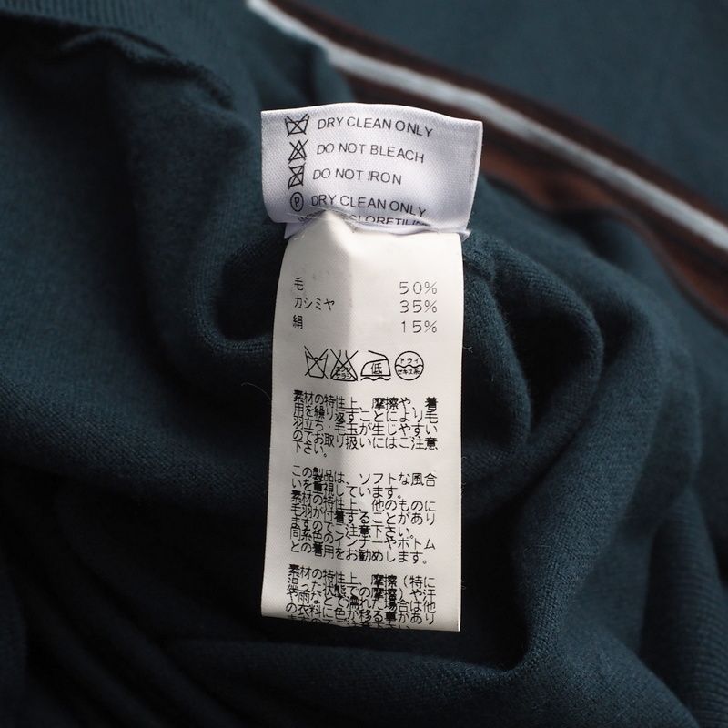 Hermes Knit Sweater Tops Wool Cashmere Half Button High Neck Green Brown