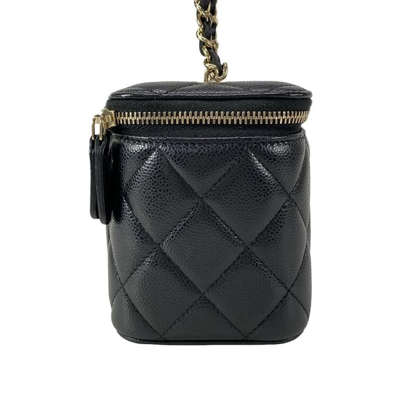 Chanel Vanity Bag Matelasse Ap1341 Black Chain Shoulder/gold Hardware