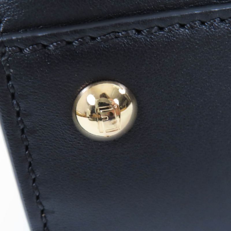 Fendi 8bn290 Peekaboo Regular Nappaleather 2WAY Shoulder Handbag Black Gold