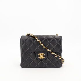 Chanel Chain Mini Matelasse Shoulder Bag Lambskin Black