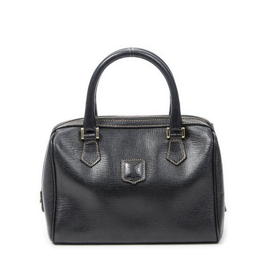 Celine Vintage Small Boston Black Grain Leather AB