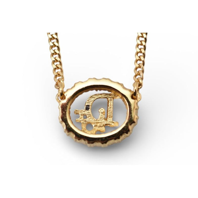 Dior Necklace Vintage Logo Rhinestone Gold — view 6
