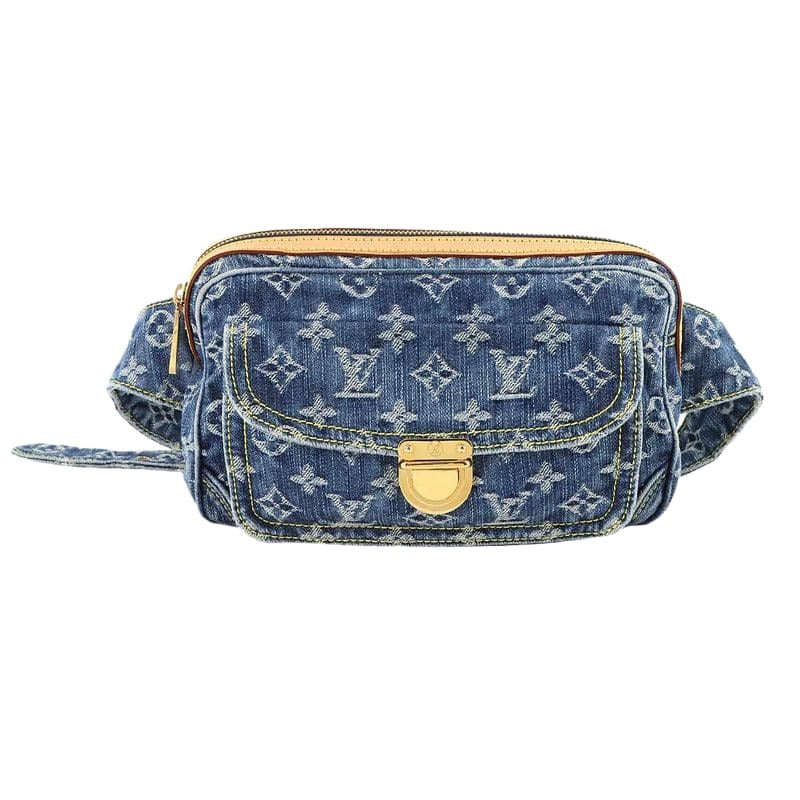 Louis Vuitton Monogram Denim Bum Bag Waist Pouch Body Blue