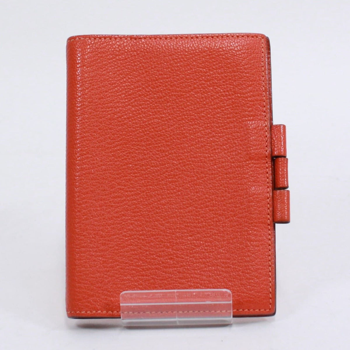 Hermes Agenda GM Notebook Cover Chevre Orange Wallet Silver