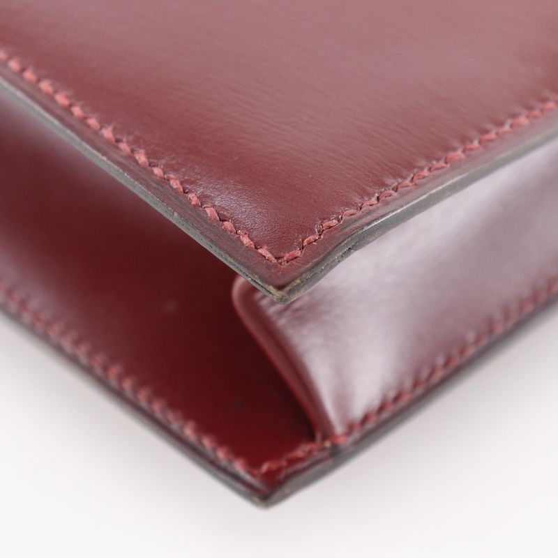 Hermes Liddy 2WAY Clutch Vintage Box Calf Bordeaux 00K Ladies Shoulder Bag
