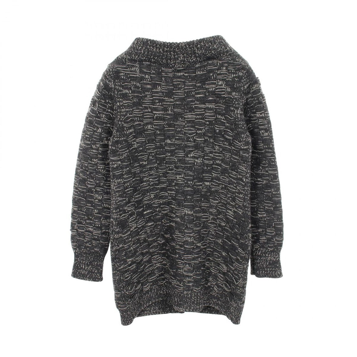 Chanel CC Logo Button Knit Cashmere Coat Gray White — view 2