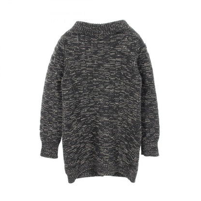 Chanel CC Logo Button Knit Cashmere Coat Gray White — view 2
