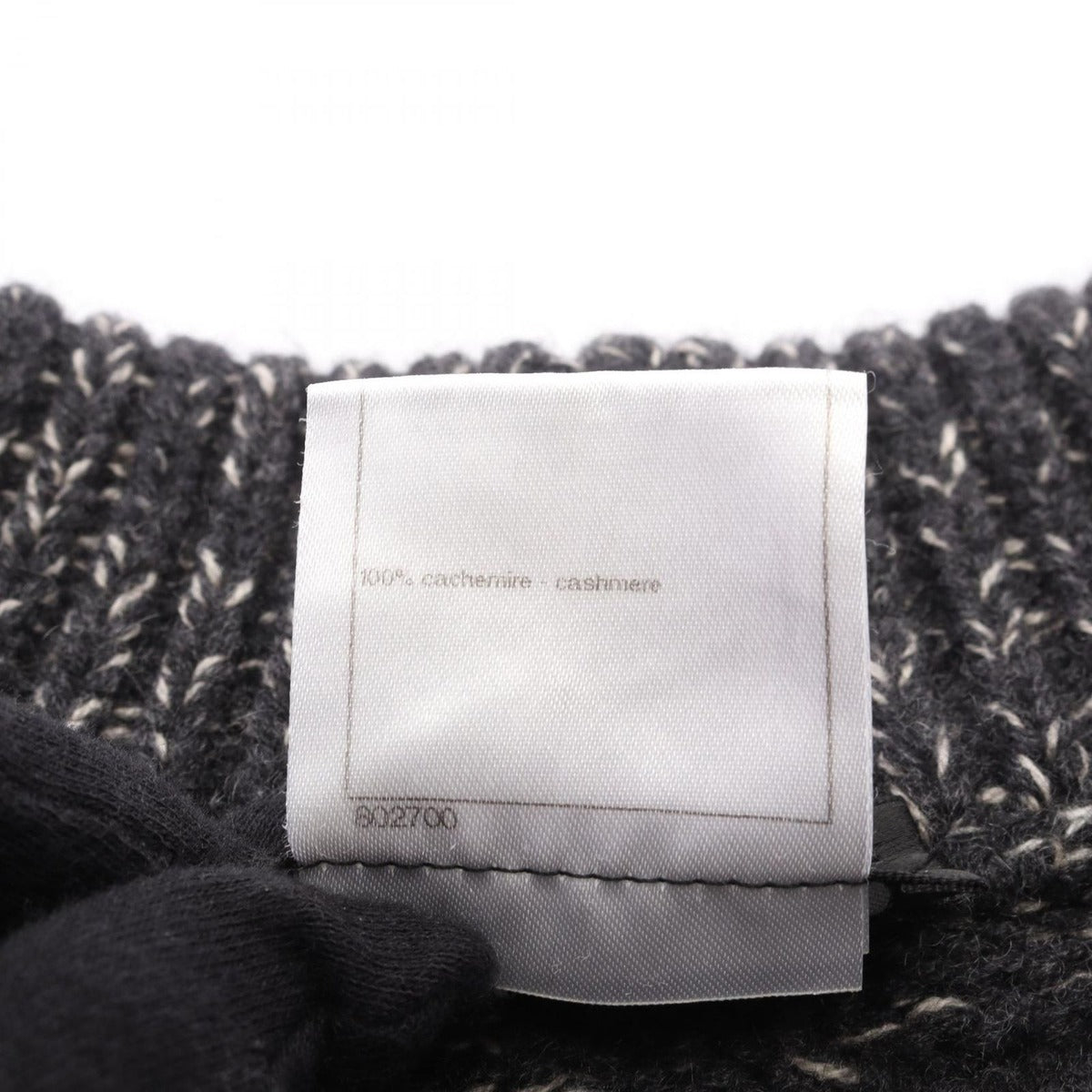 Chanel CC Logo Button Knit Cashmere Coat Gray White — view 4