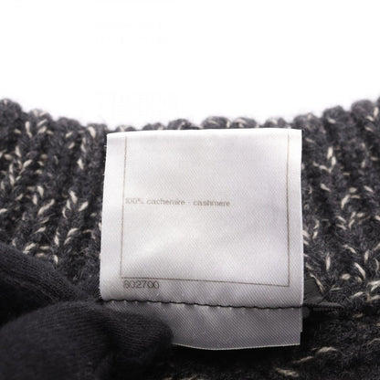 Chanel CC Logo Button Knit Cashmere Coat Gray White — view 4